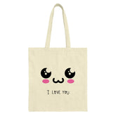 Kawaii Tote Bag, Anime Eyes Tote, I Love You Tote, Cute Graphic Tote Bag, Gift Idea Tote Bag, Valentine's Day Tote Bag - Tawshia